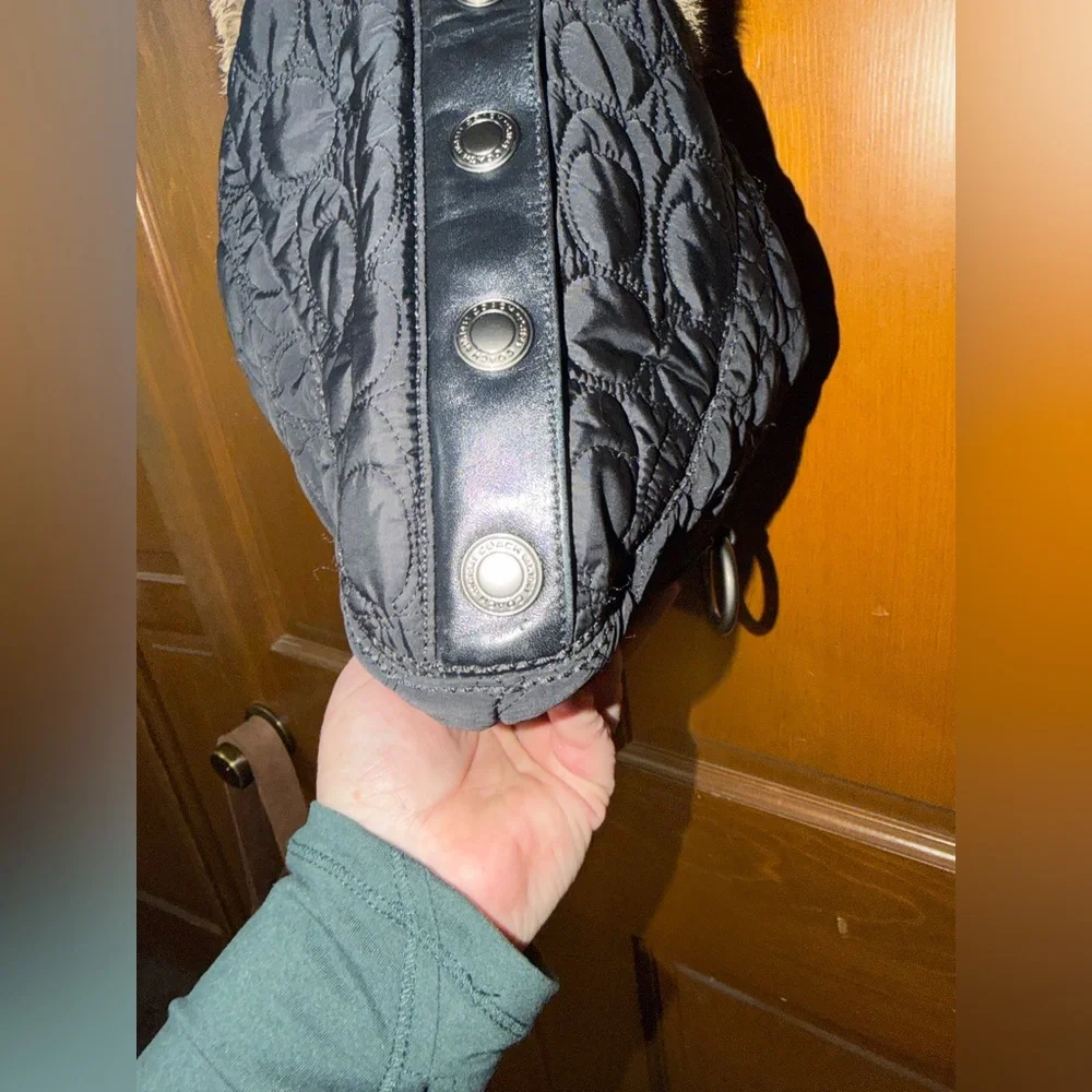 Vintage Coach Soho Quilted Rabbit Fur Hobo Y2K - Picture 11 of 15
